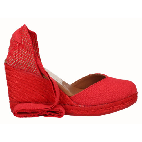 viguera Alpargata Cuña Alta Yute Rojo Cintas COMPRAR AHORA