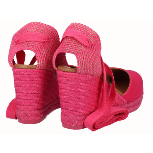 viguera Alpargata Cuña Alta Yute Fuxia Cintas Precio de fábrica