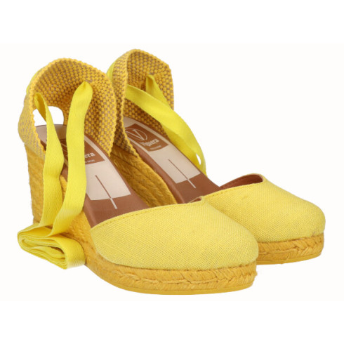 viguera Alpargata Cuña Alta Yute Amarillo Cintas Promoción por tiempo limitado