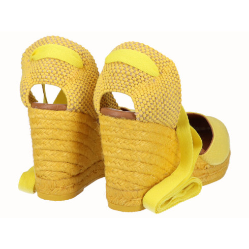 viguera Alpargata Cuña Alta Yute Amarillo Cintas Promoción por tiempo limitado