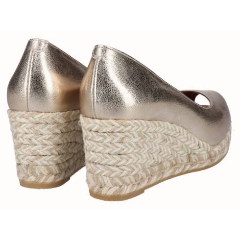 viguera Alpargargata Peep Toes Cuña Media Oro Oferta especial de fábrica