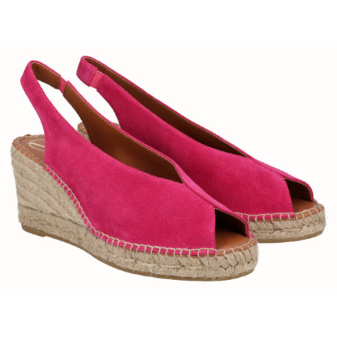viguera Alpargata Peep Toes Cuña Media Fuxia Solo queda un día