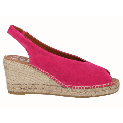 viguera Alpargata Peep Toes Cuña Media Fuxia Solo queda un día