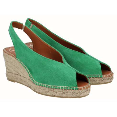 viguera Alpargata Peep Toes Cuña Media Verde Superdescuento
