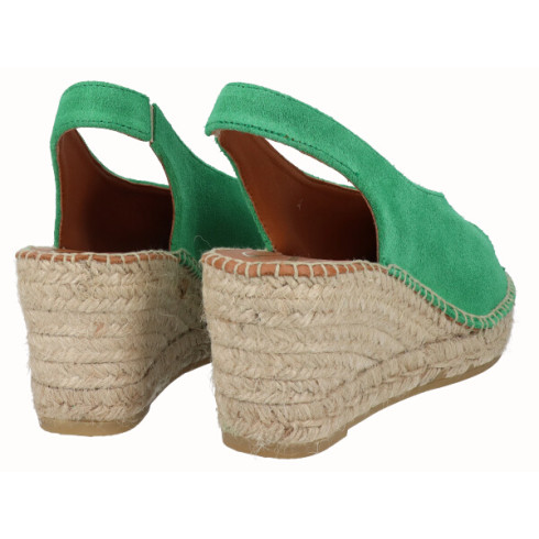 viguera Alpargata Peep Toes Cuña Media Verde Superdescuento