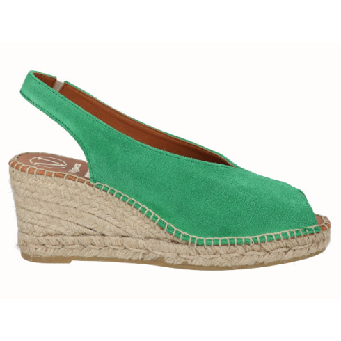 viguera Alpargata Peep Toes Cuña Media Verde Superdescuento