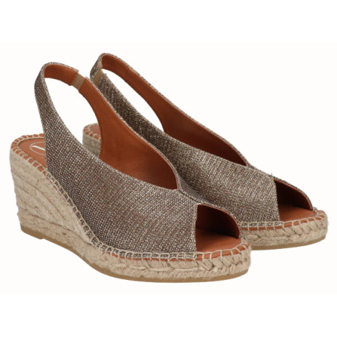 viguera Alpargata Peep Toes Cuña Media Bronce Grandes descuentos
