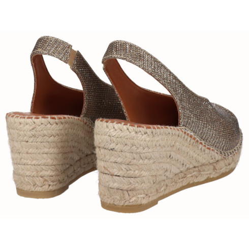 viguera Alpargata Peep Toes Cuña Media Bronce Grandes descuentos