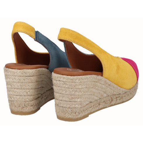 viguera Alpargata Peep Toes Cuña Media Combi Amarillo Ahorra y exporta