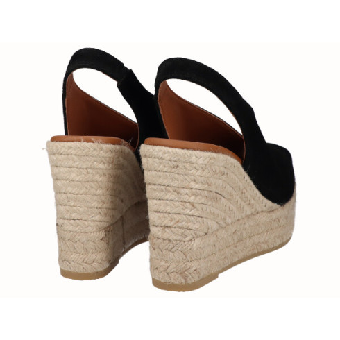 viguera Alpargata Peep Toes Cuña Alta Yute Negro Oferta exclusiva