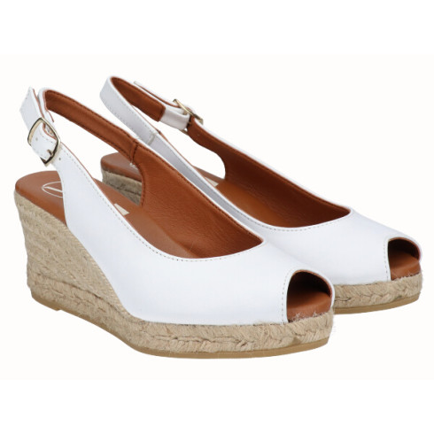 viguera Alpargata Peep Toes Cuña Media Blanco Última moda