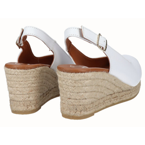 viguera Alpargata Peep Toes Cuña Media Blanco Última moda
