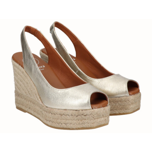 viguera Alpargata Peep Toes Cuña Alta Oro Ofertas de temporada