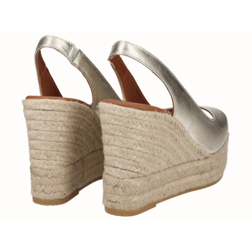 viguera Alpargata Peep Toes Cuña Alta Oro Ofertas de temporada