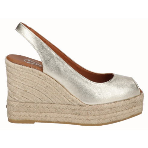 viguera Alpargata Peep Toes Cuña Alta Oro Ofertas de temporada