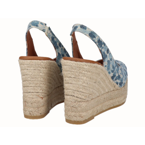 viguera Alpargata Peep Toes Cuña Alta Animal Print Jeans Devoluciones gratuitas