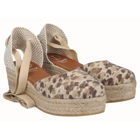 viguera Alpargata Plataforma Yute Animal Print Beig Cintas Outlet