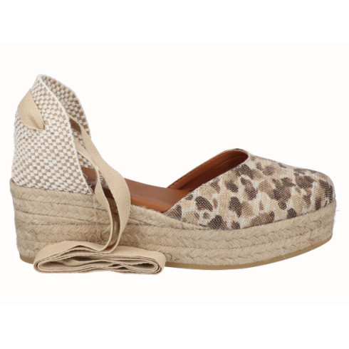 viguera Alpargata Plataforma Yute Animal Print Beig Cintas Outlet