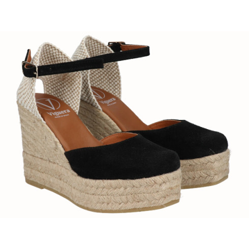 viguera Alpargata Valenciana Cuña Alta Yute Negro Outlet online
