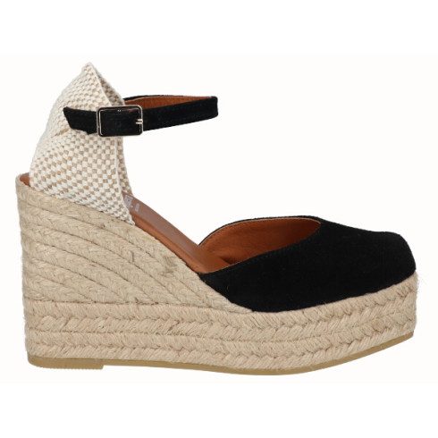 viguera Alpargata Valenciana Cuña Alta Yute Negro Outlet online