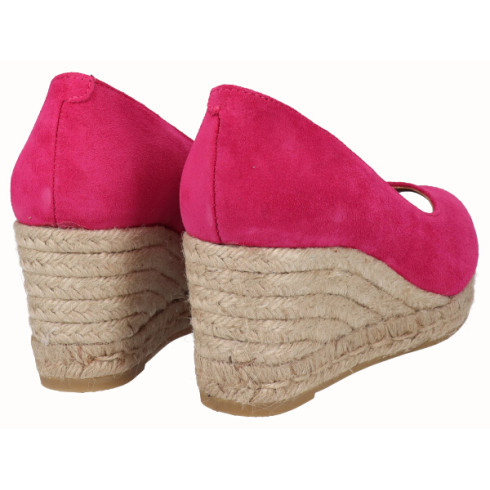 viguera Alpargata Peep Toes Cuña Media Yute Fuxia Rebajas