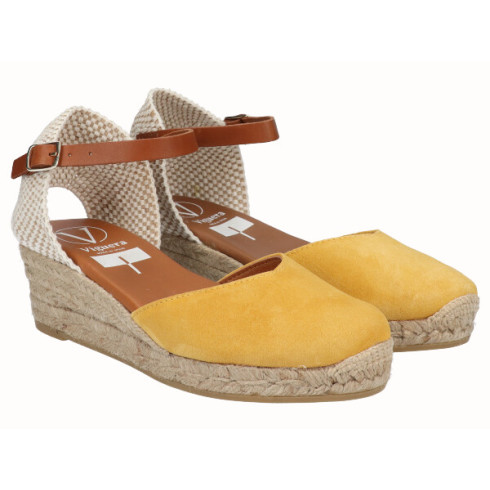 viguera Alpargata Valenciana Cuña Baja Yute Amarillo Venta caliente