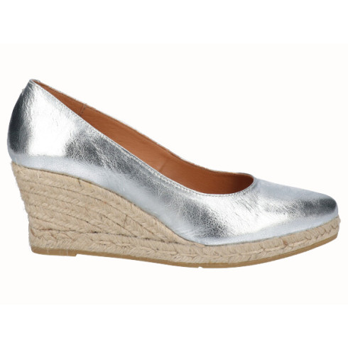 viguera Alpargata Cuña Media Yute Plata Rebajas baratas