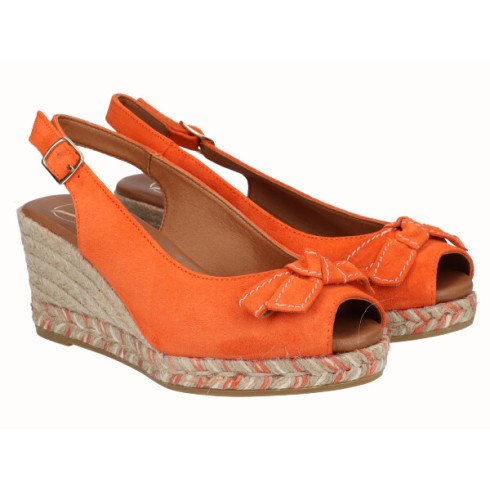 viguera Alpargata Peep Toes Cuña Media Naranja Ventas relámpago