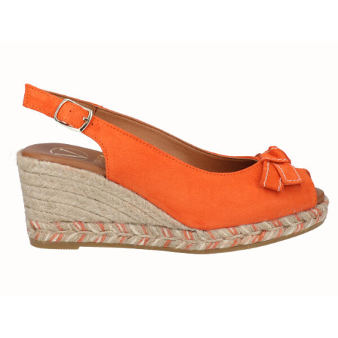 viguera Alpargata Peep Toes Cuña Media Naranja Ventas relámpago