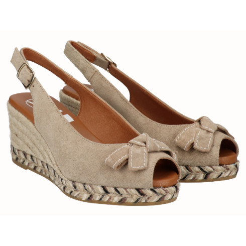 viguera Alpargata Peep Toes Cuña Media Beig Tienda