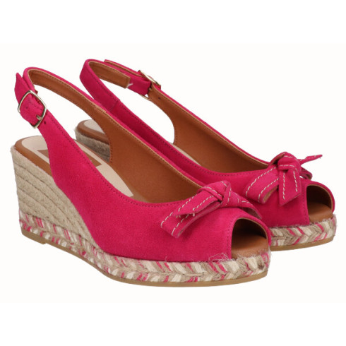 viguera Alpargata Peep Toes Cuña Media Fuxia Tienda
