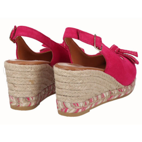 viguera Alpargata Peep Toes Cuña Media Fuxia Tienda