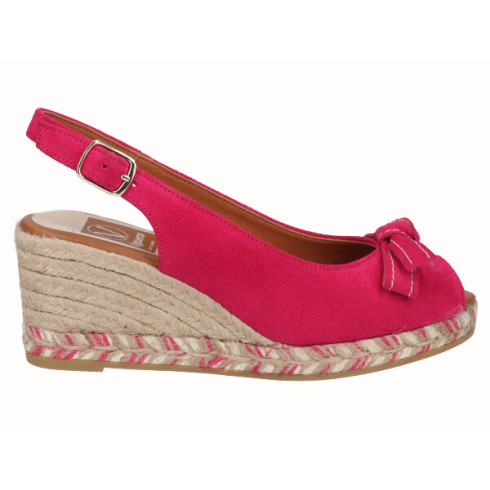 viguera Alpargata Peep Toes Cuña Media Fuxia Tienda