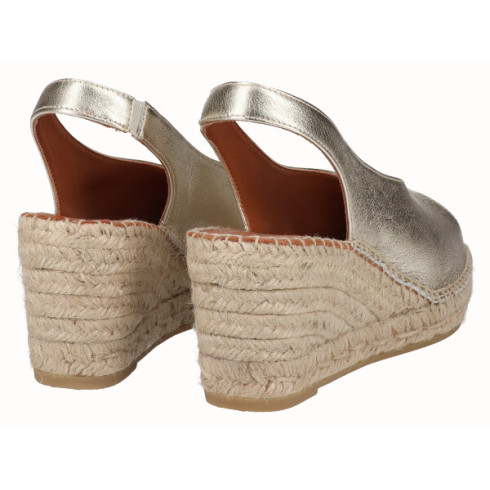 viguera Alpargata Peep Toes Cuña Media Oro Liquidación