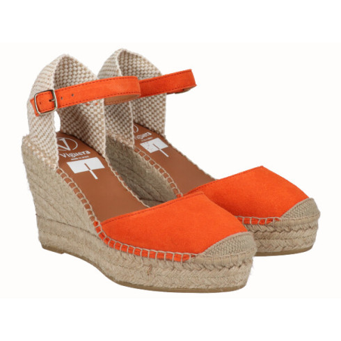 viguera Alpargata Valenciana Cuña Alta Yute Naranja Rebajas online