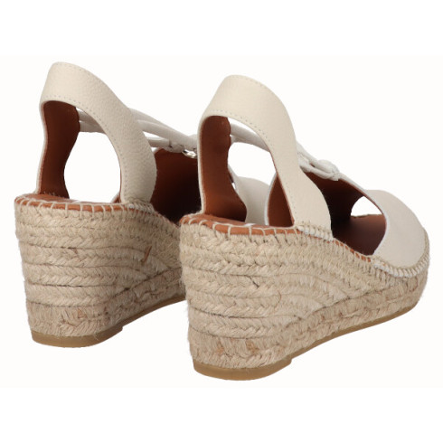 viguera Alpargata Peep Toes Cuña Media Yute Beig con Elásticos Rebajas top