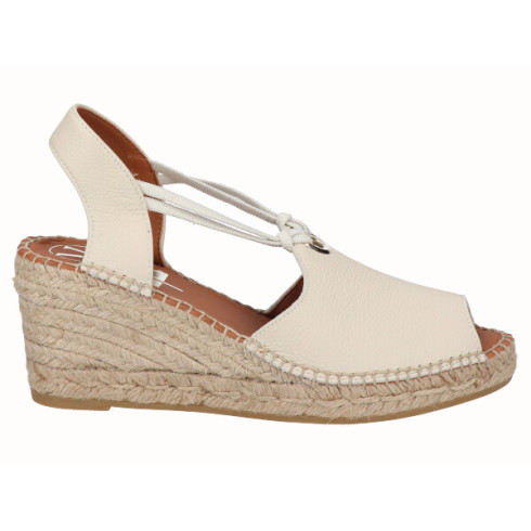 viguera Alpargata Peep Toes Cuña Media Yute Beig con Elásticos Rebajas top
