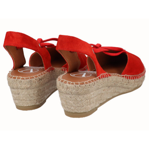 viguera Alpargata Cuña Baja Yute Rojo Con Elásticos Últimos 3 días