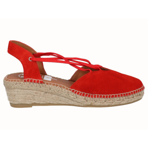 viguera Alpargata Cuña Baja Yute Rojo Con Elásticos Últimos 3 días