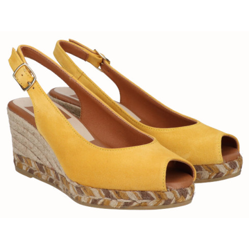 viguera Alpargata Peep Toes Cuña Media Amarillo ÚLTIMAS EDICIONES