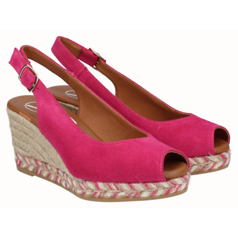 viguera Alpargata Peep Toes Cuña Media Fuxia Último día