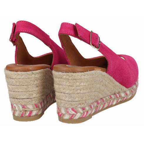 viguera Alpargata Peep Toes Cuña Media Fuxia Último día