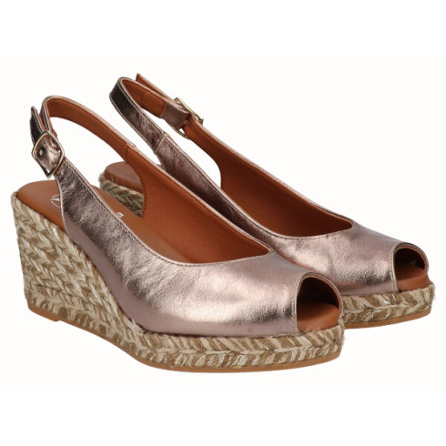 viguera Alpargata Peep Toes Cuña Media Bronce Precio de fábrica