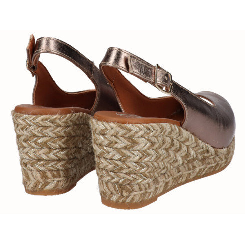 viguera Alpargata Peep Toes Cuña Media Bronce Precio de fábrica
