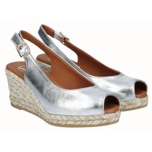 viguera Alpargata Peep Toes Cuña Media Plata Promoción por tiempo limitado