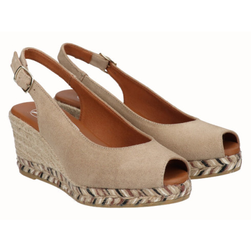 viguera Alpargata Peep Toes Cuña Media Beig Solo hoy