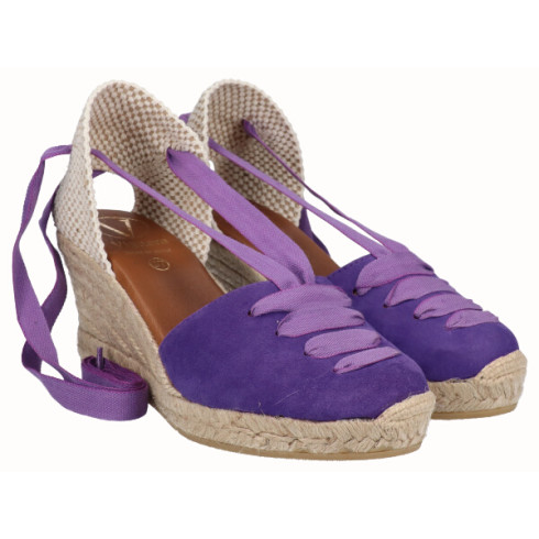 viguera Alpargata Cuña Media Yute Cintas Morado Liquidación