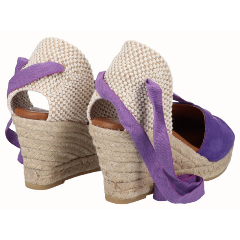 viguera Alpargata Cuña Media Yute Cintas Morado Liquidación