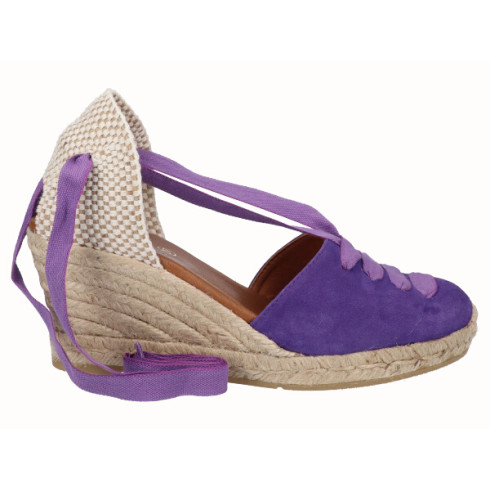 viguera Alpargata Cuña Media Yute Cintas Morado Liquidación