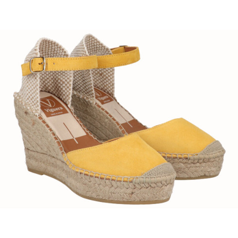 viguera Alpargata Valenciana Cuña Alta Yute Amarillo Última moda